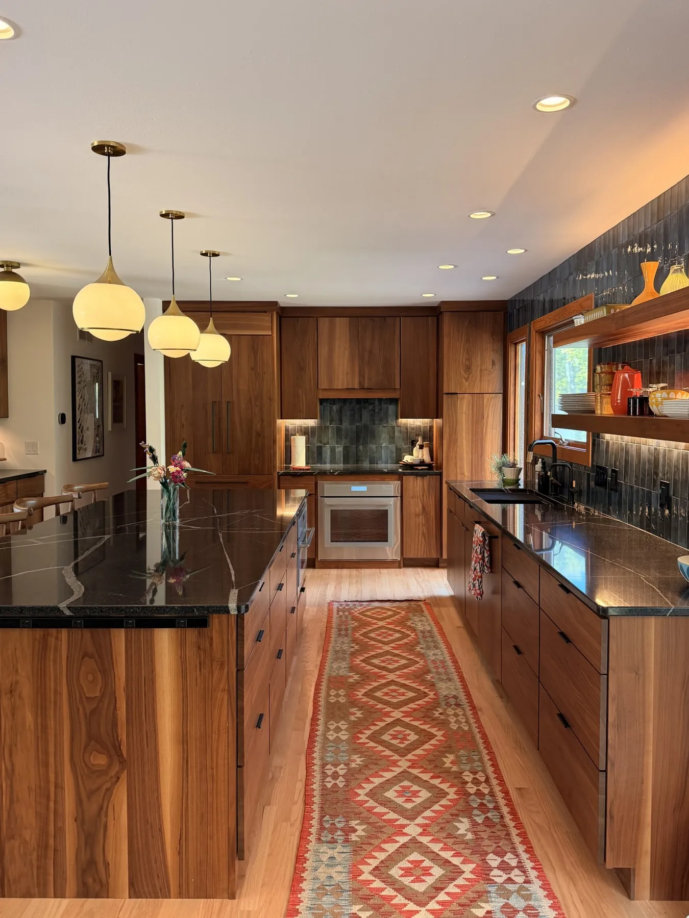Kitchen after the remodel, looking toward the range wall
