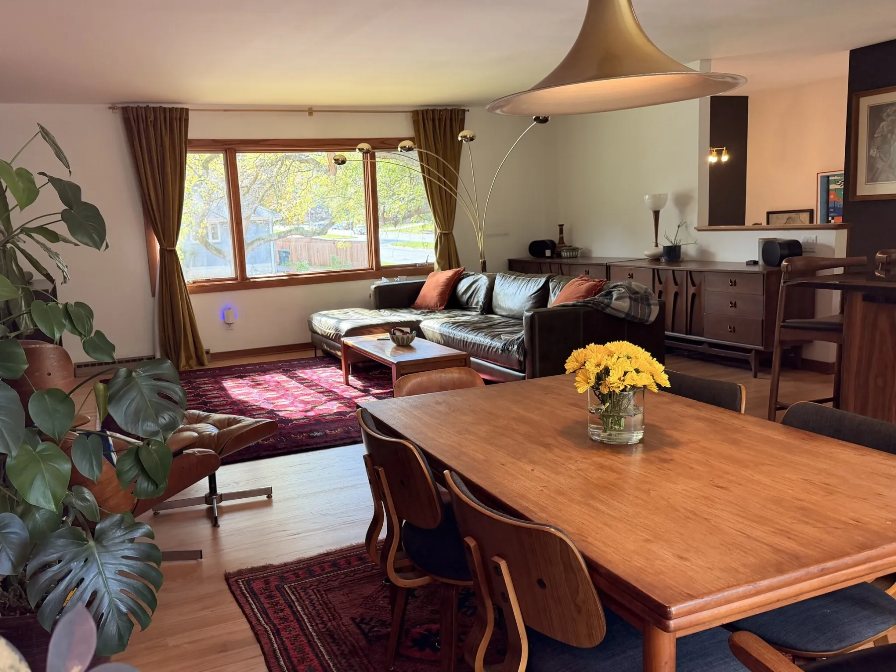 Living and dining rooms from the table after the remodel