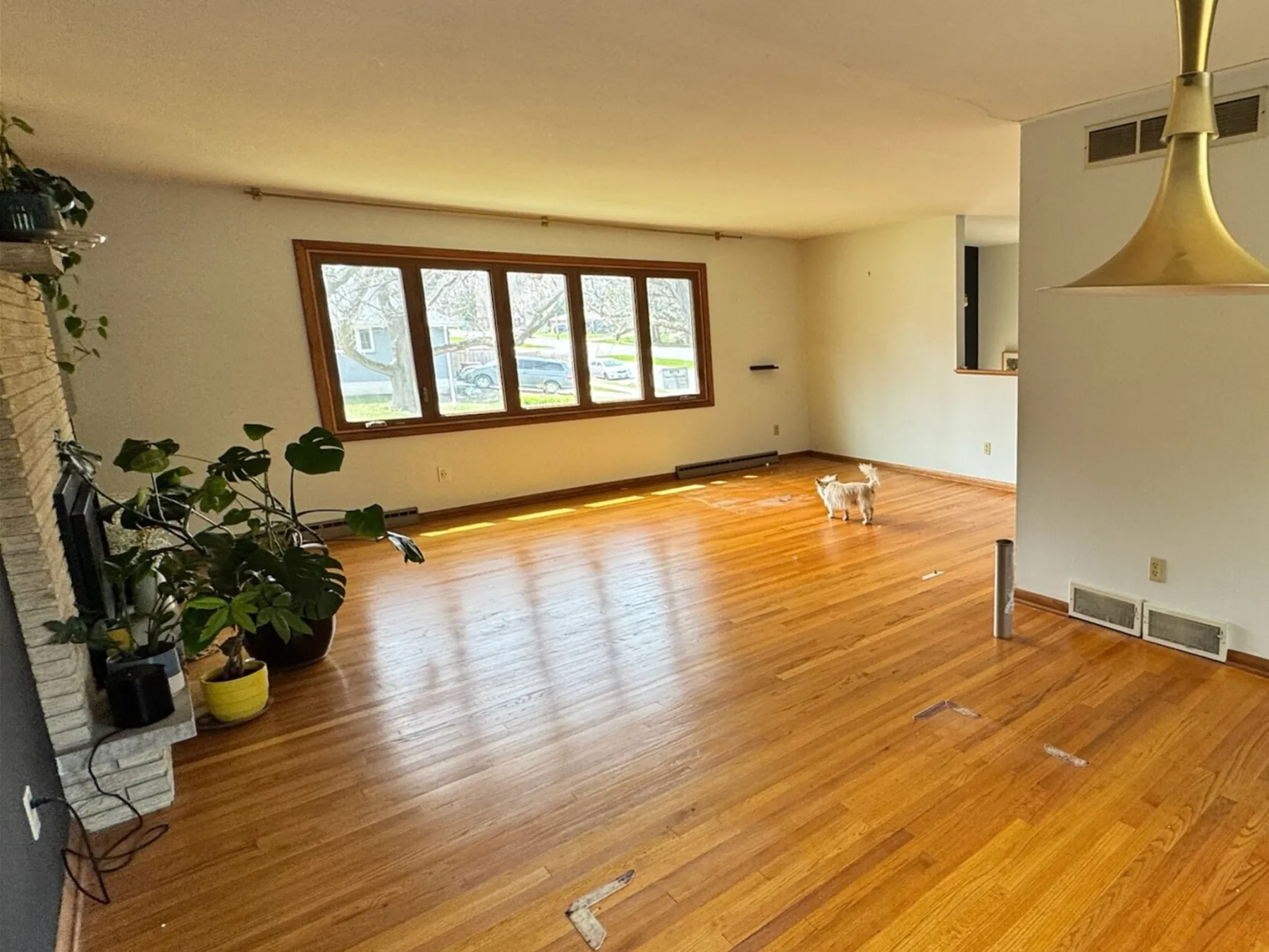 Madison Midcentury Home: Living and dining: from the table, before