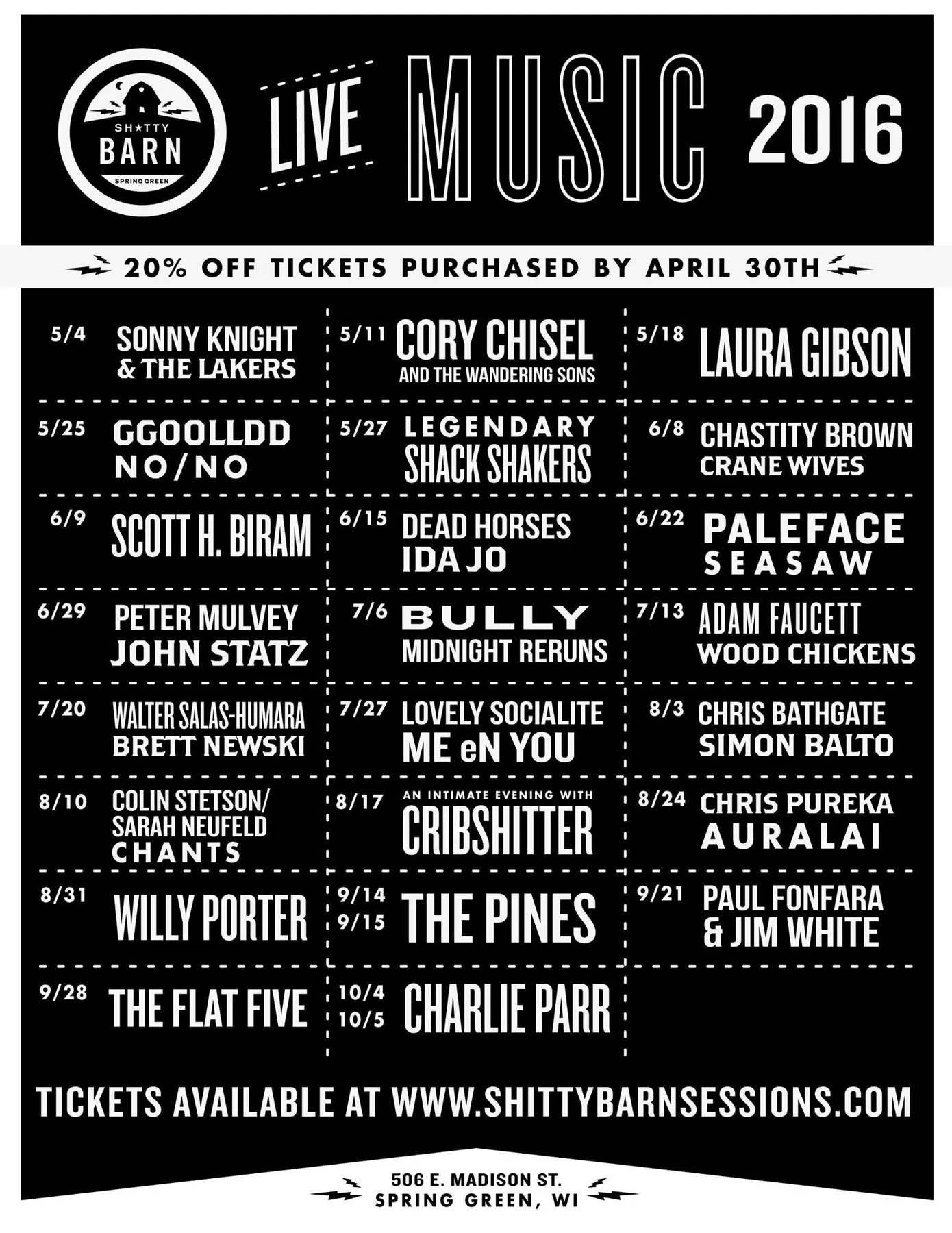 The Shitty Barn: Branded music calendar